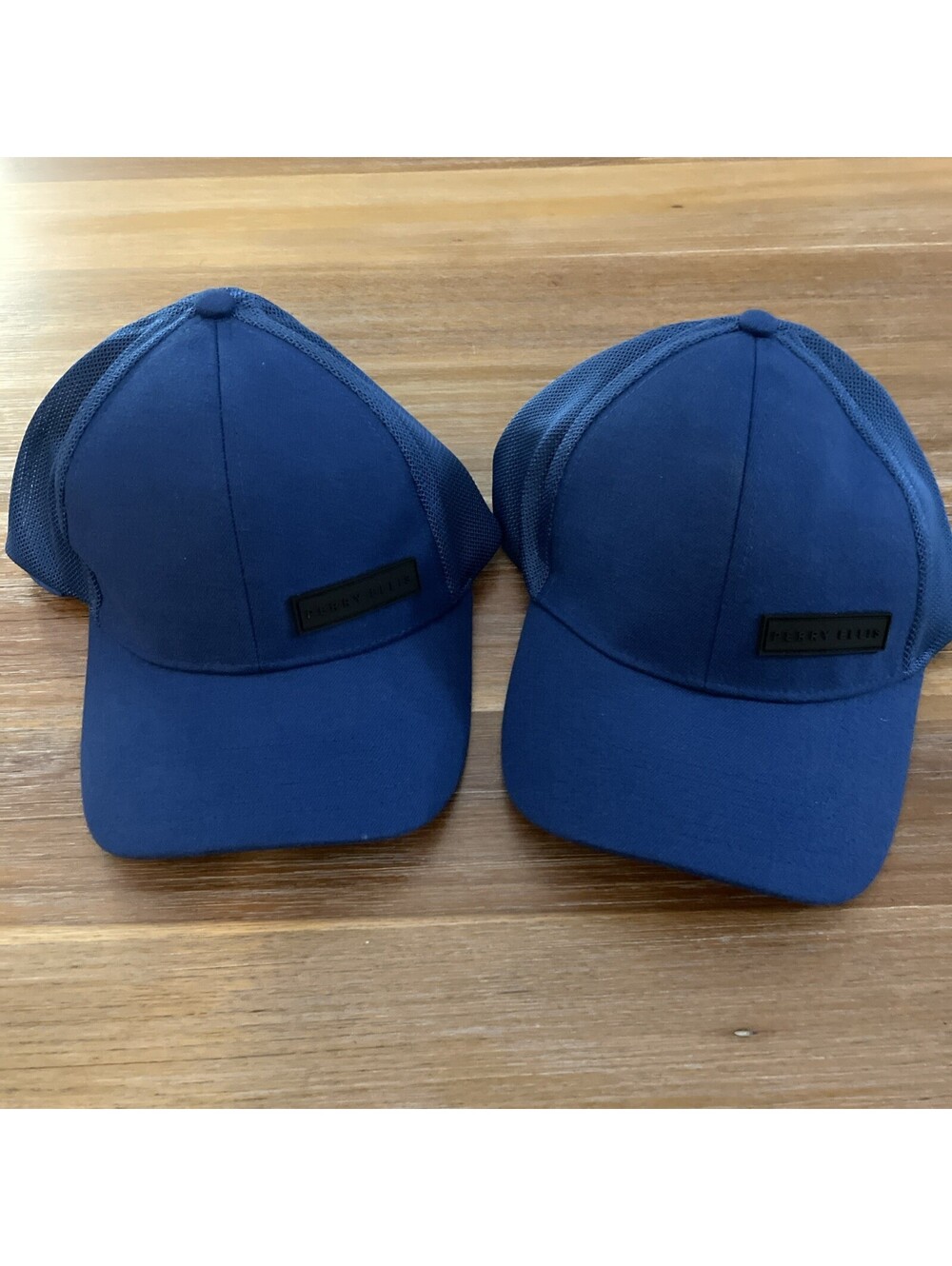 2 Pack - Perry Ellis Logo SnapBack Hat Mesh Baseball/Trucker/Golf Cap Navy Blue